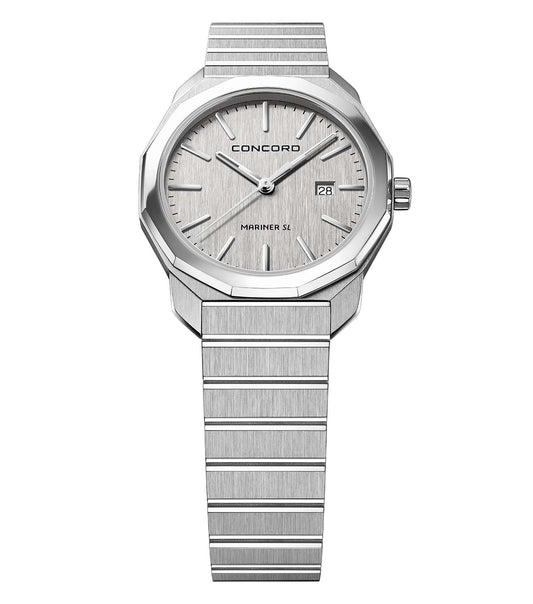 Stainless steel, 
silver dial