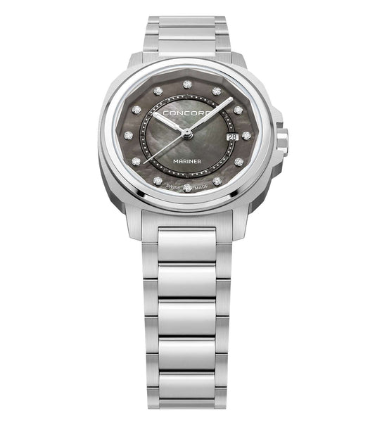 Stainless steel
grey MOP 12D dial