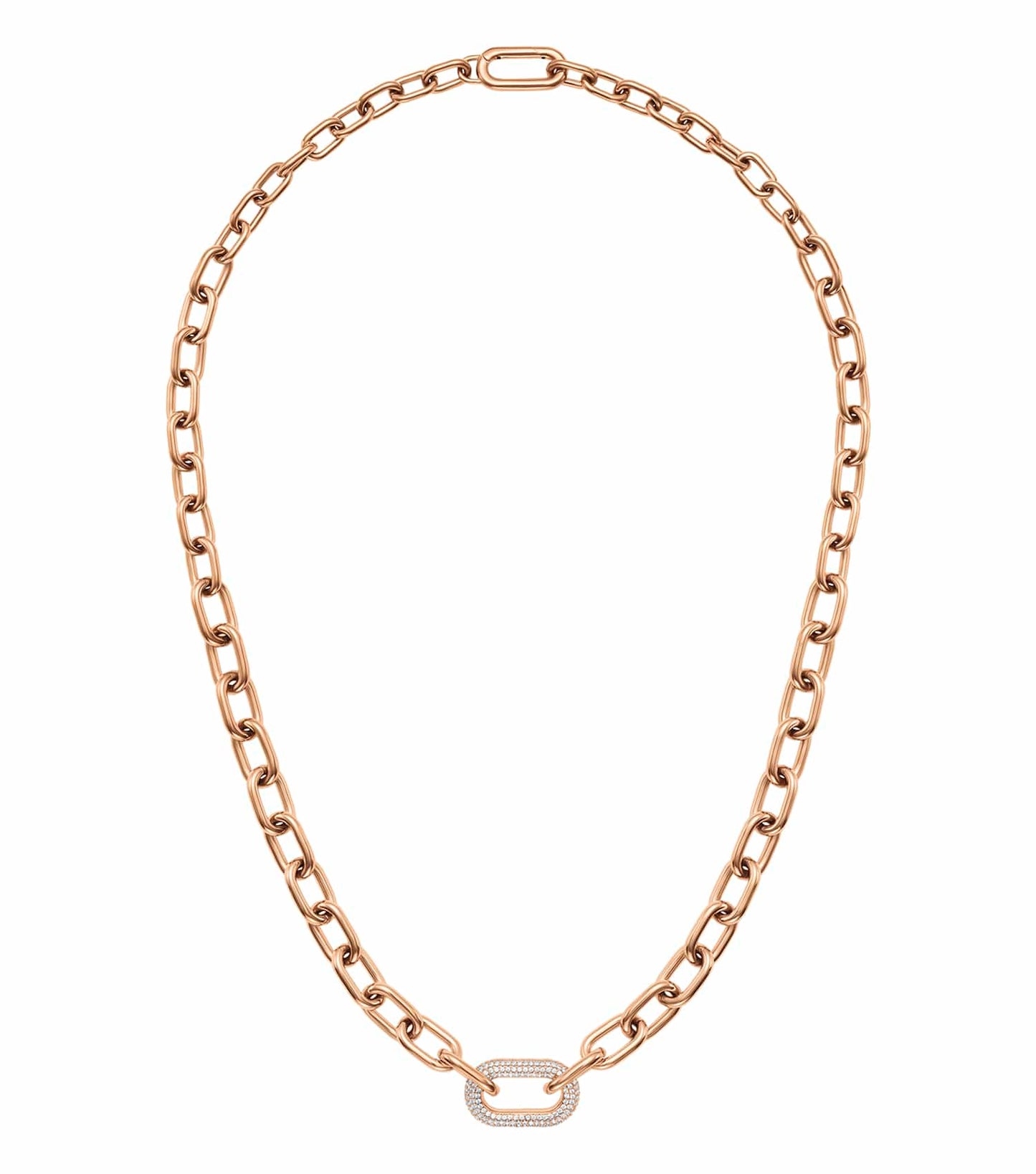Women Crystal Link Necklace Rose Gold Stainless steel & crystals