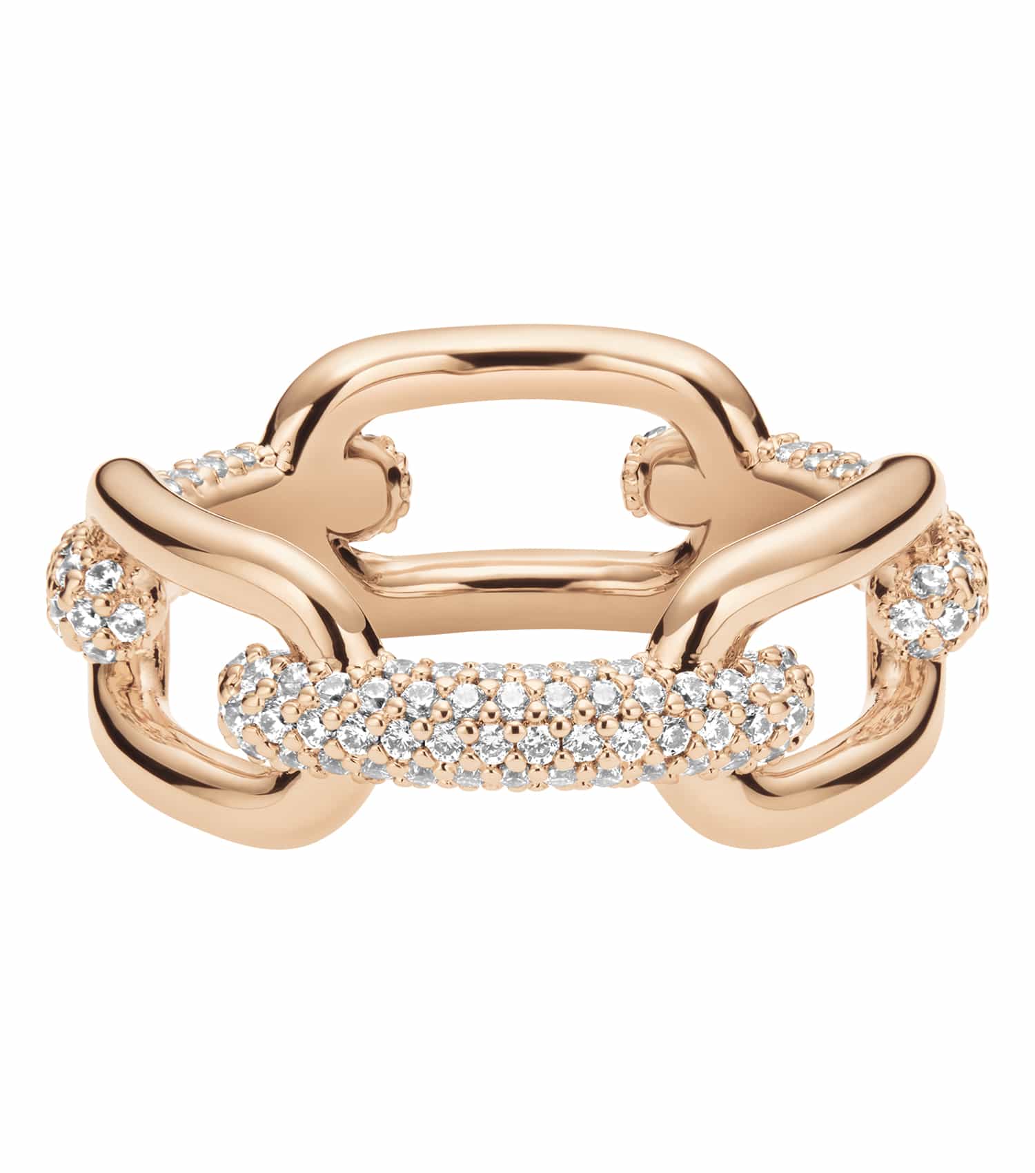 Women Crystal Link Ring Rose Gold Stainless steel & crystals