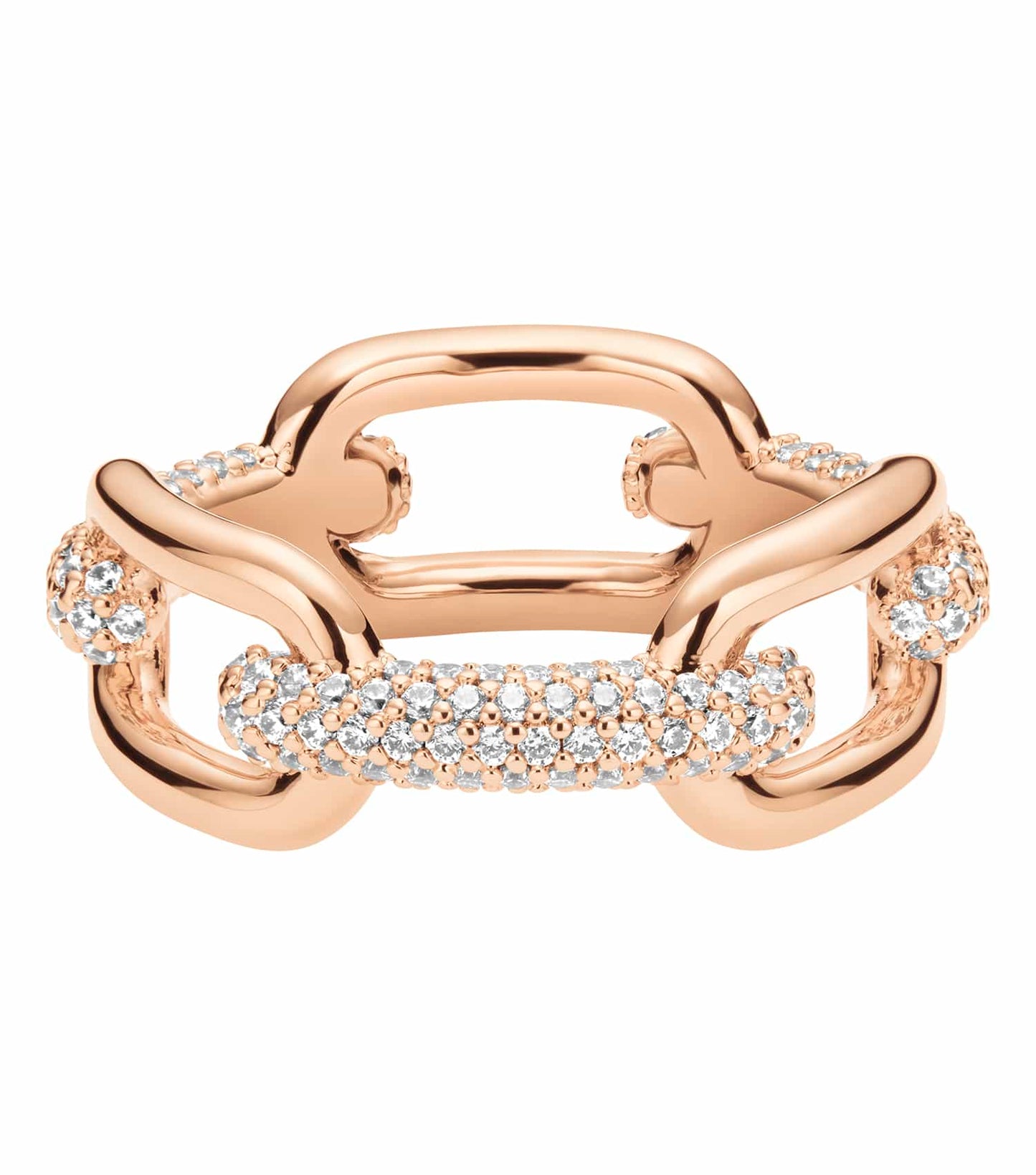 Women Crystal Link Ring Rose Gold Stainless steel & crystals