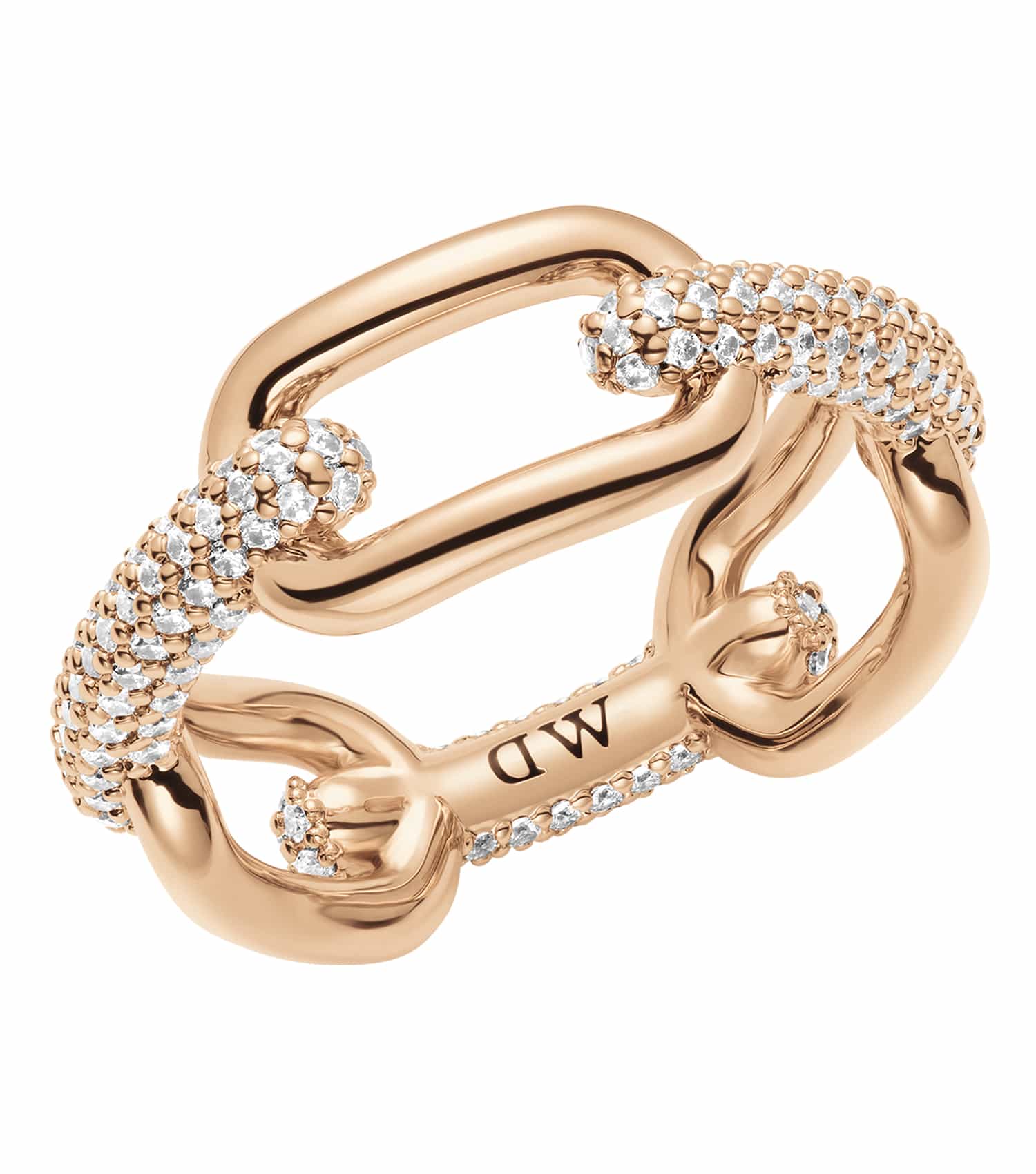 Women Crystal Link Ring Rose Gold Stainless steel & crystals