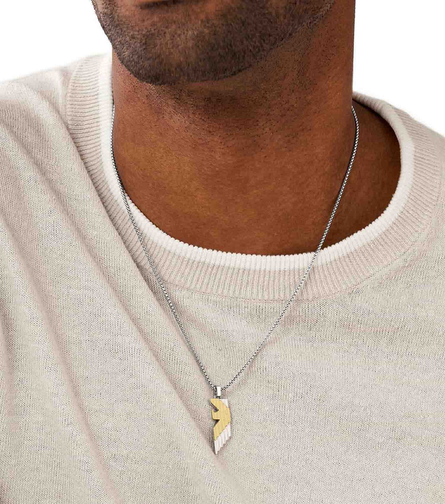 Men Eagle Logo Necklace Silver Stainless Steel
