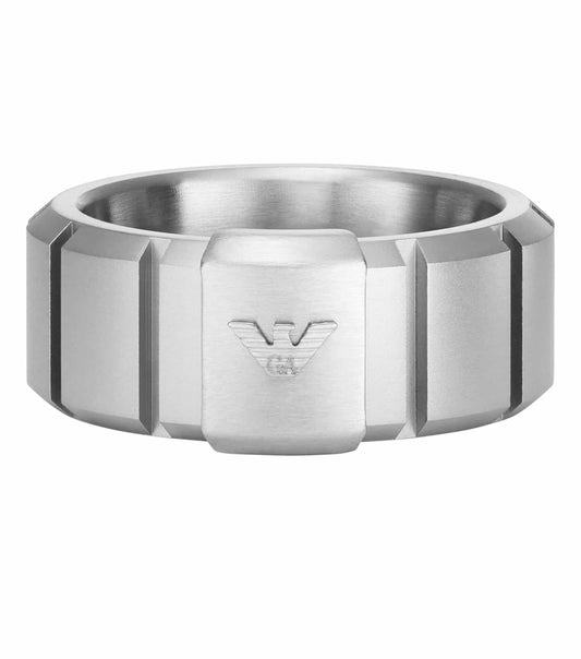 Men Eagle Logo Ring Silver Stainless Steel