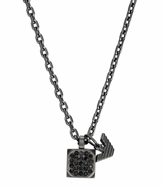 Men Couples Necklace Gunmetal Stainless Steel