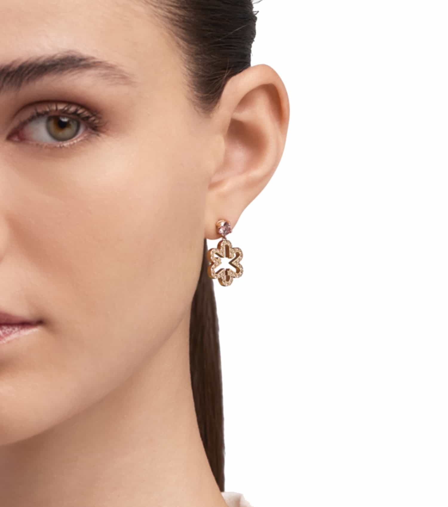 Women Fleur Earrings Gold Stainless steel & crystals