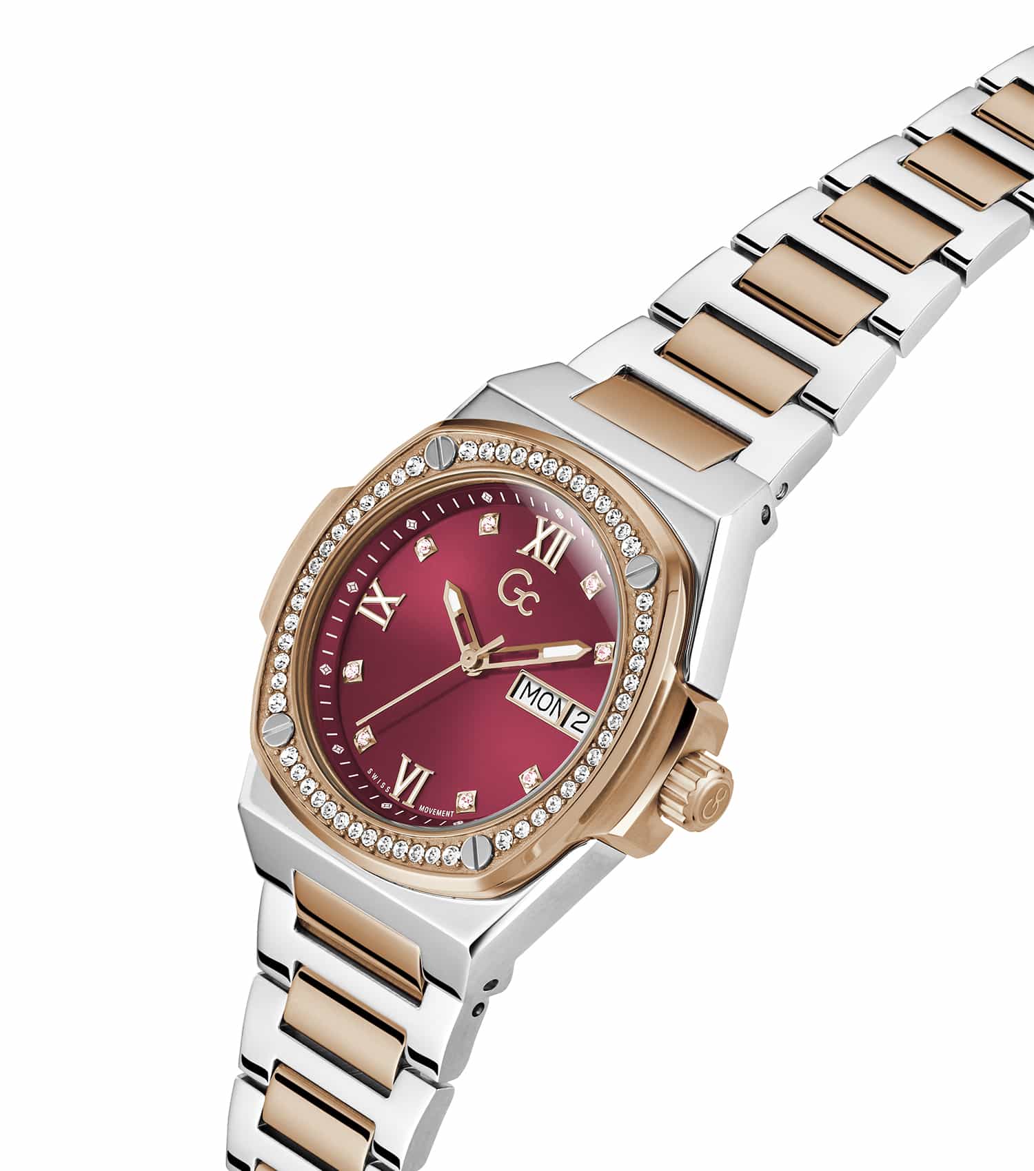 Women Coussin Shape Lady Quartz Watch 36mm with Red Dial