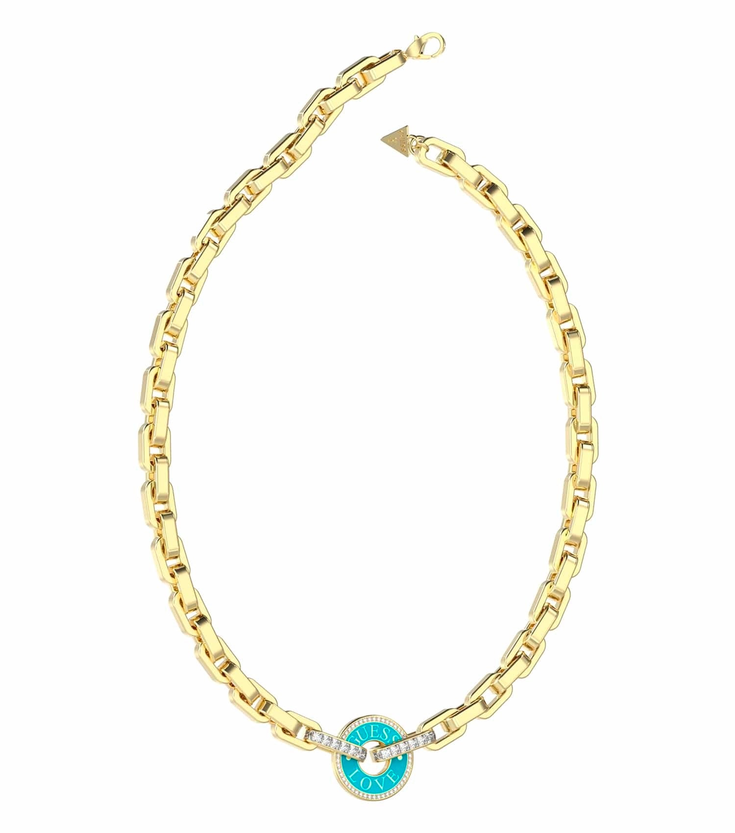 Women Guess Id Necklace Gold Steel Os