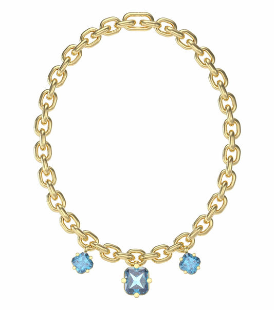 Women Guess Id Necklace Blue Steel Os